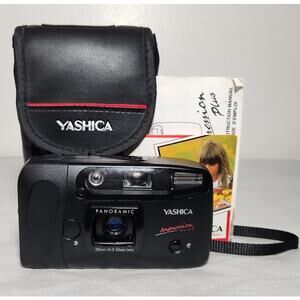 Yashica Impression Plus 28MM Panoramic Vtg. Film Camera Tested W/ Manual & Bag